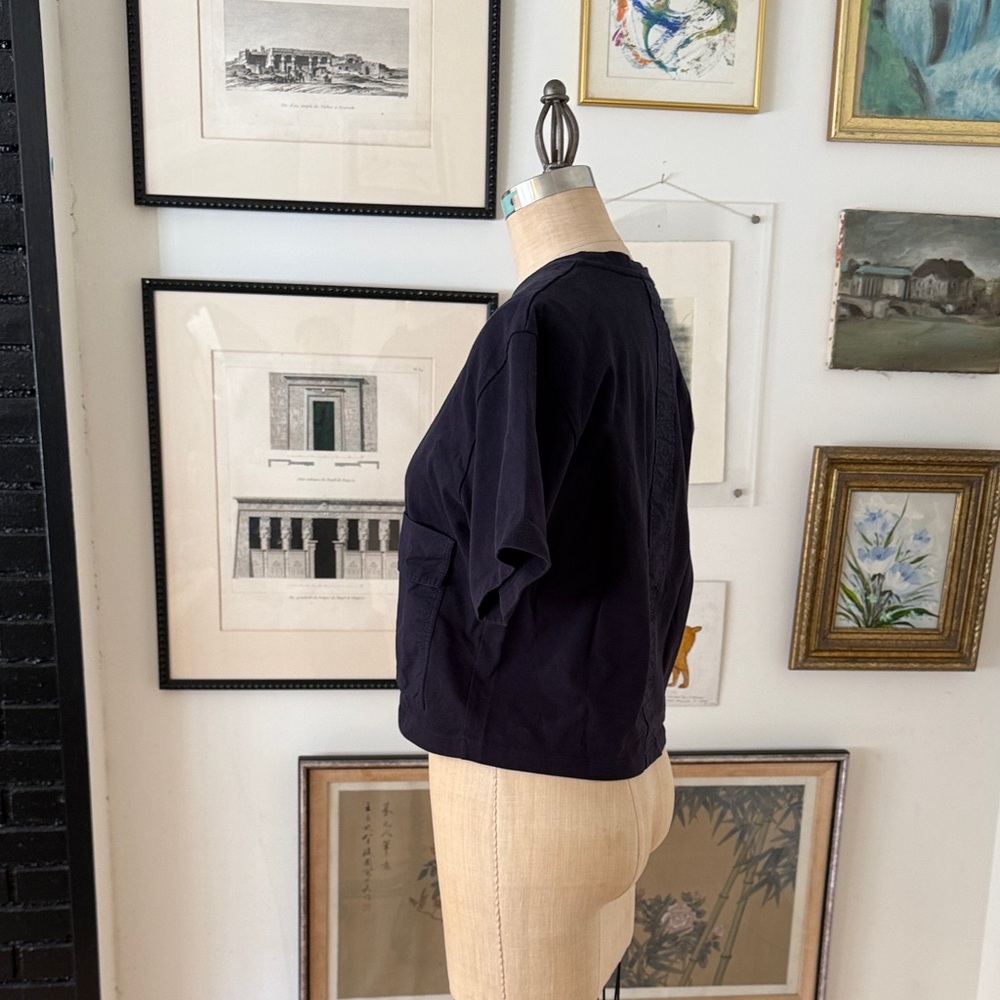 COS navy blue Cropped T-Shirt with Pocket - Picture 2 of 6